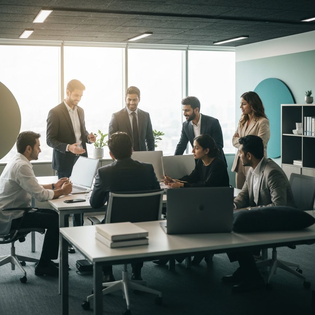 Professional team collaboration in an organic shape